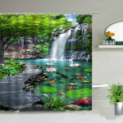 Svježi cvijet Zavjesa za tuš Ljeto Prirodni krajolik Pozadina Zidni dekor Vodootporna tkanina Kupaonska kada Zaslon Cortina Baño