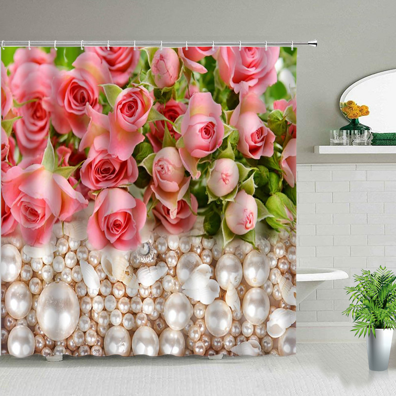 Svježi cvijet Zavjesa za tuš Ljeto Prirodni krajolik Pozadina Zidni dekor Vodootporna tkanina Kupaonska kada Zaslon Cortina Baño