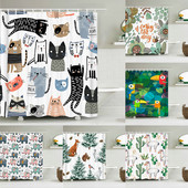 Crtani alpaka mačka slon zavjese za tuširanje za djecu Vodootporna poliesterska tkanina Kompleti kupaonskih dodataka Dekoracija paravana za kadu