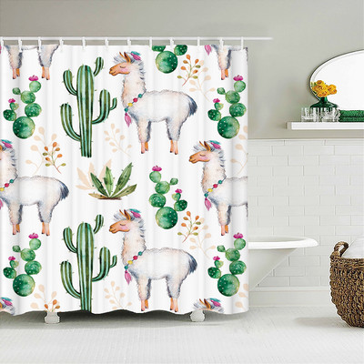 Crtani alpaka mačka slon zavjese za tuširanje za djecu Vodootporna poliesterska tkanina Kompleti kupaonskih dodataka Dekoracija paravana za kadu