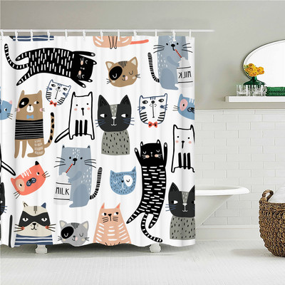 Crtani alpaka mačka slon zavjese za tuširanje za djecu Vodootporna poliesterska tkanina Kompleti kupaonskih dodataka Dekoracija paravana za kadu