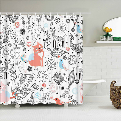 Crtani alpaka mačka slon zavjese za tuširanje za djecu Vodootporna poliesterska tkanina Kompleti kupaonskih dodataka Dekoracija paravana za kadu