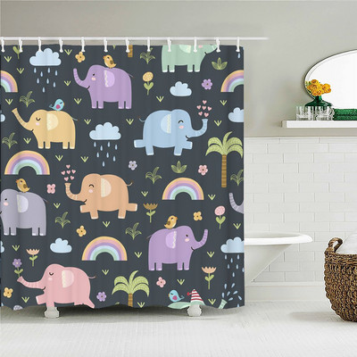 Crtani alpaka mačka slon zavjese za tuširanje za djecu Vodootporna poliesterska tkanina Kompleti kupaonskih dodataka Dekoracija paravana za kadu