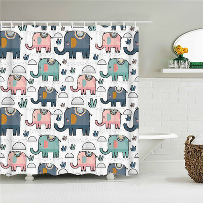 Crtani alpaka mačka slon zavjese za tuširanje za djecu Vodootporna poliesterska tkanina Kompleti kupaonskih dodataka Dekoracija paravana za kadu