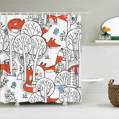 Crtani alpaka mačka slon zavjese za tuširanje za djecu Vodootporna poliesterska tkanina Kompleti kupaonskih dodataka Dekoracija paravana za kadu