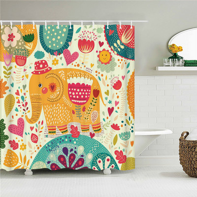 Crtani alpaka mačka slon zavjese za tuširanje za djecu Vodootporna poliesterska tkanina Kompleti kupaonskih dodataka Dekoracija paravana za kadu
