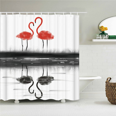 Vodootporne tkanine Kupaonske zavjese Flamingo ptice Biljne zavjese za tuširanje 3D ispis Dekor s kukama Zaslon za kadu Cortina Ducha