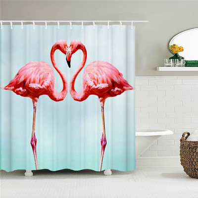 Vodootporne tkanine Kupaonske zavjese Flamingo ptice Biljne zavjese za tuširanje 3D ispis Dekor s kukama Zaslon za kadu Cortina Ducha