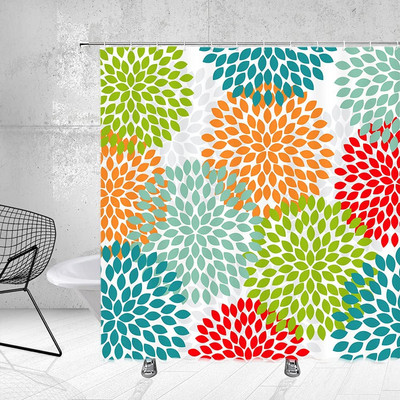 Abstrakčios daugiaspalvės dušo užuolaidos Geltona Žalia Mėlyna Oranžinė Spalvinga Geometrinė Spalva Blokų Menas Dryžuotas poliesterio vonios kambario dekoras