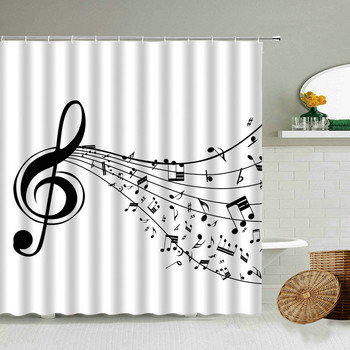 Μουσική κουρτίνα μπάνιου Χρώμα Μουσικά όργανα Σημείωση Ρυθμικό Τραγούδι Αδιάβροχο Χωρίσμα Μπάνιου Κρεμαστό Υφασμάτινες Κουρτίνες με γάντζο