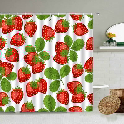 Zavjesa za tuširanje, biljka tropskog voća, crtani film, lubenica, jagoda, ananas, boja trešnje, kreativni vodootporni zaslon za kupaonicu