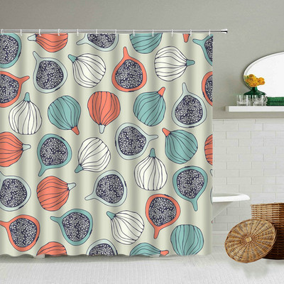 Zavjesa za tuširanje, biljka tropskog voća, crtani film, lubenica, jagoda, ananas, boja trešnje, kreativni vodootporni zaslon za kupaonicu