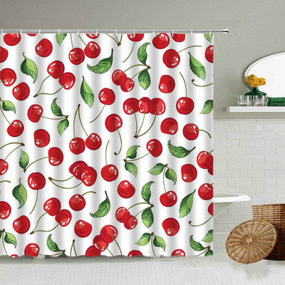 Zavjesa za tuširanje, biljka tropskog voća, crtani film, lubenica, jagoda, ananas, boja trešnje, kreativni vodootporni zaslon za kupaonicu