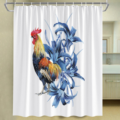 Piletina Kokoš Zavjesa za tuširanje Perad Perad Životinje Retro zid od cigle Seoska seoska kuća Dekoracija kupaonice Vodootporni paravan s kukama
