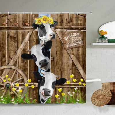 Piletina Kokoš Zavjesa za tuširanje Perad Perad Životinje Retro zid od cigle Seoska seoska kuća Dekoracija kupaonice Vodootporni paravan s kukama