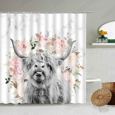 Piletina Kokoš Zavjesa za tuširanje Perad Perad Životinje Retro zid od cigle Seoska seoska kuća Dekoracija kupaonice Vodootporni paravan s kukama