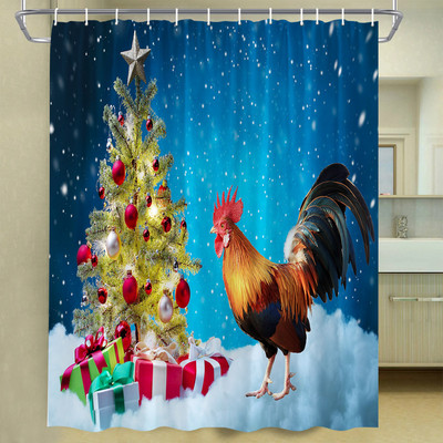 Piletina Kokoš Zavjesa za tuširanje Perad Perad Životinje Retro zid od cigle Seoska seoska kuća Dekoracija kupaonice Vodootporni paravan s kukama