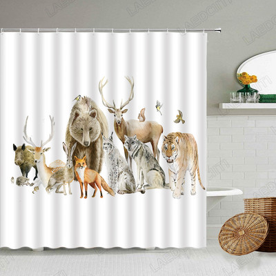 Piletina Kokoš Zavjesa za tuširanje Perad Perad Životinje Retro zid od cigle Seoska seoska kuća Dekoracija kupaonice Vodootporni paravan s kukama