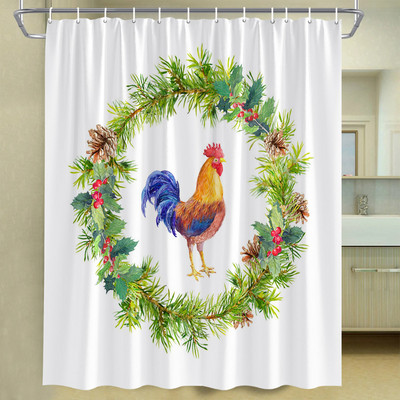 Piletina Kokoš Zavjesa za tuširanje Perad Perad Životinje Retro zid od cigle Seoska seoska kuća Dekoracija kupaonice Vodootporni paravan s kukama