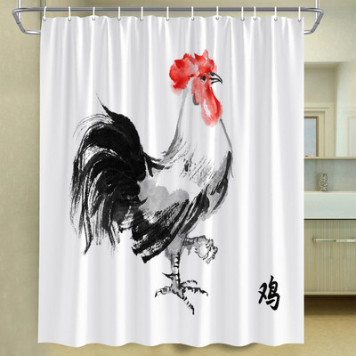 Piletina Kokoš Zavjesa za tuširanje Perad Perad Životinje Retro zid od cigle Seoska seoska kuća Dekoracija kupaonice Vodootporni paravan s kukama