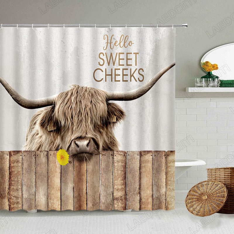 Piletina Kokoš Zavjesa za tuširanje Perad Perad Životinje Retro zid od cigle Seoska seoska kuća Dekoracija kupaonice Vodootporni paravan s kukama