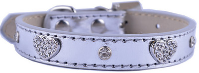 Radītas suņu kaklasiksnas Rhinestones suņu aksesuāri PU ādas kaklasiksnas maziem suņiem Čivavas kucēnu mājdzīvnieku piederumi Sarkanā zelta krāsās