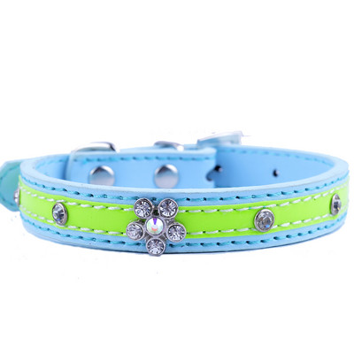 Radītas suņu kaklasiksnas Rhinestones suņu aksesuāri PU ādas kaklasiksnas maziem suņiem Čivavas kucēnu mājdzīvnieku piederumi Sarkanā zelta krāsās