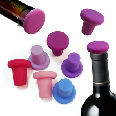 6 цвята запушалка за бутилки Капачки за бутилки Запушалка за вино Семеен бар Инструменти за консервиране Силикон Творчески дизайн Безопасен и здрав