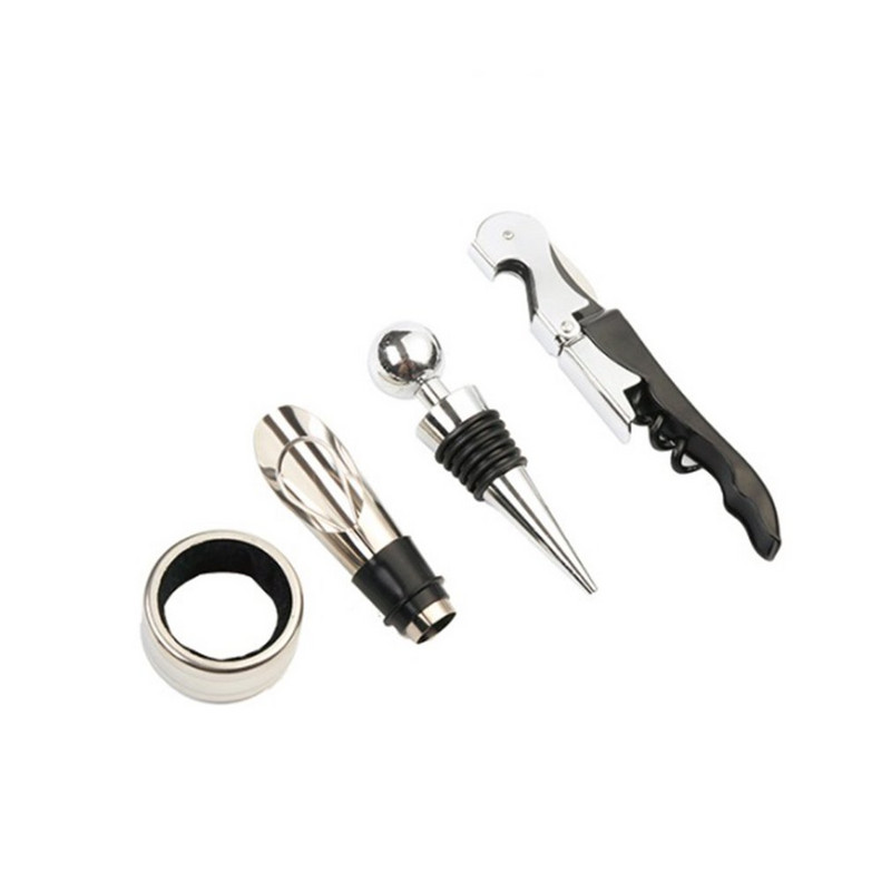 4 бр./компл. Отварачка за бутилка вино за бира, запушалка за вино, инструмент за премахване на тирбушон, за наливане, пръстен за изпускане на бутилка вино, практичен подарък