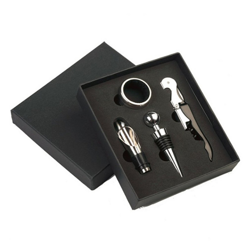 4 бр./компл. Отварачка за бутилка вино за бира, запушалка за вино, инструмент за премахване на тирбушон, за наливане, пръстен за изпускане на бутилка вино, практичен подарък