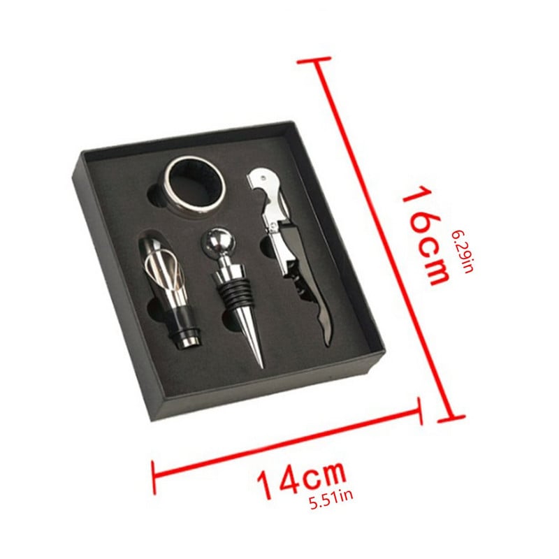 4 бр./компл. Отварачка за бутилка вино за бира, запушалка за вино, инструмент за премахване на тирбушон, за наливане, пръстен за изпускане на бутилка вино, практичен подарък