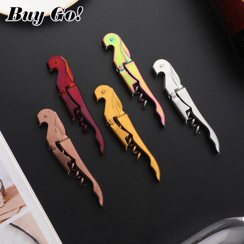 Отварачка за бутилки за многократна употреба Позлатен тирбушон Сервитьори с двойни панти Отварачка за бутилки за вино Ключ за домашен офис Кухненски консумативи