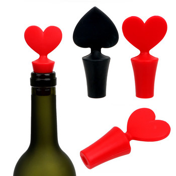 Creative Silicone Wine Beer Stopper Bar Bar Tools Red Heart Cork Drink Sealer Plug Bar Seal Red Wine Stopper Εργαλείο μπαρ κουζίνας