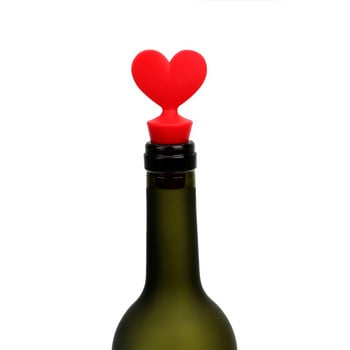 Creative Silicone Wine Beer Stopper Bar Bar Tools Red Heart Cork Drink Sealer Plug Bar Seal Red Wine Stopper Εργαλείο μπαρ κουζίνας