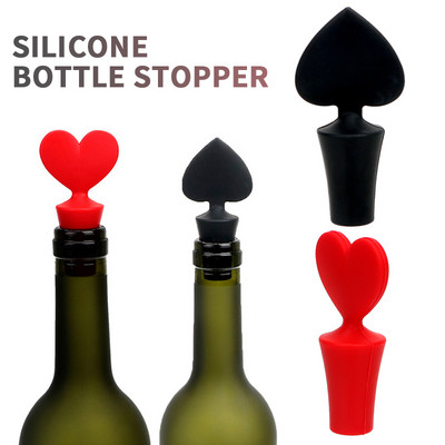 Creative Silicone Wine Beer Stopper Bar Bar Tools Red Heart Cork Drink Sealer Plug Bar Seal Red Wine Stopper Εργαλείο μπαρ κουζίνας