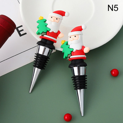 1PC Коледна серия Wine Stopper Bar Party Decoration Снежен човек Форма за поддържане на свежест Wine Champagne Stopper Bar Аксесоари