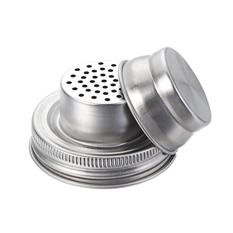 1 pakuotės nerūdijančio plieno konservų dangteliai Įprasti Mason stiklainių plaktuvų dangteliai Pipirų kokteilių plaktuvai Viršutinis miltų sietelis Virtuvės namų aksesuaras