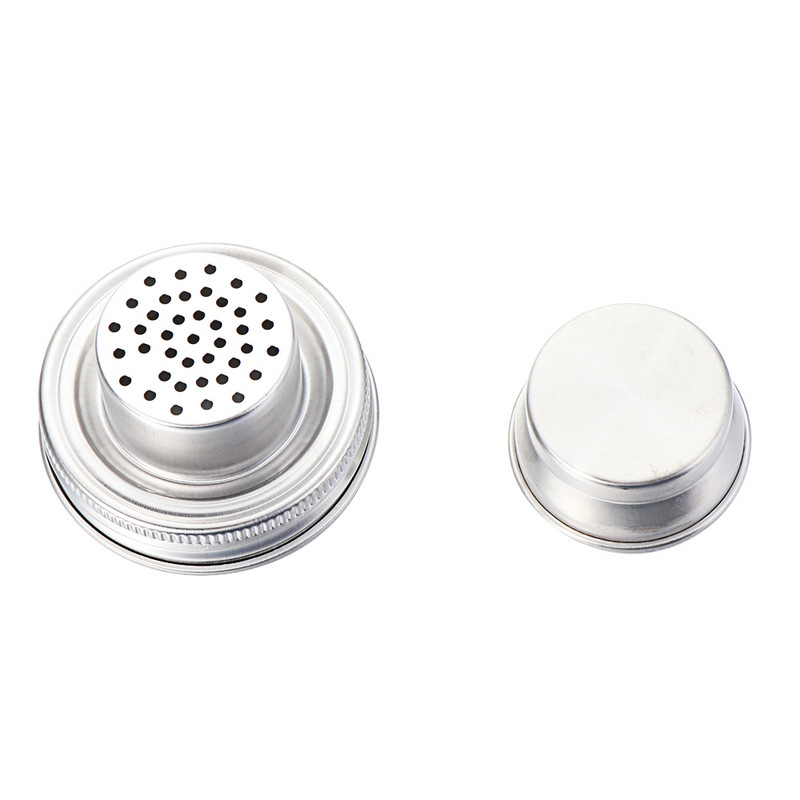 1 pakuotės nerūdijančio plieno konservų dangteliai Įprasti Mason stiklainių plaktuvų dangteliai Pipirų kokteilių plaktuvai Viršutinis miltų sietelis Virtuvės namų aksesuaras