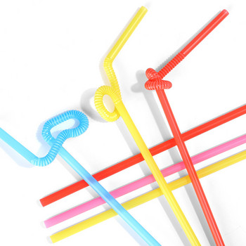 100Pcs Drinking Plastic Straws Colorful Art Long Flexible Wedding Party Supplies Πλαστικά καλαμάκια πόσιμου Αξεσουάρ κουζίνας
