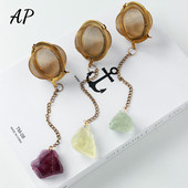 1PC Естествен кристал, необработен камък 304 злато от неръждаема стомана, филтър за чай, розов кварц, декорация, занаяти, лечебни рейки, подаръци, занаяти