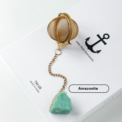 1PC Естествен кристал, необработен камък 304 злато от неръждаема стомана, филтър за чай, розов кварц, декорация, занаяти, лечебни рейки, подаръци, занаяти