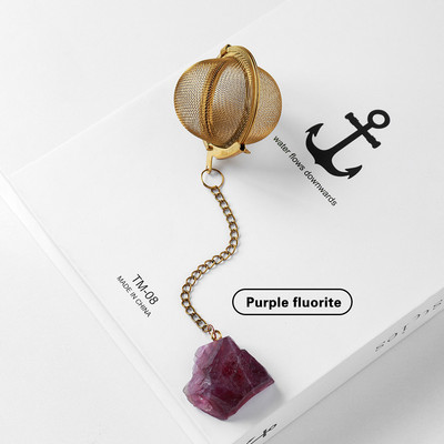 1PC Естествен кристал, необработен камък 304 злато от неръждаема стомана, филтър за чай, розов кварц, декорация, занаяти, лечебни рейки, подаръци, занаяти