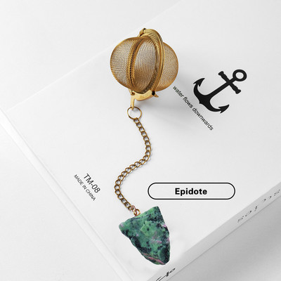 1PC Естествен кристал, необработен камък 304 злато от неръждаема стомана, филтър за чай, розов кварц, декорация, занаяти, лечебни рейки, подаръци, занаяти