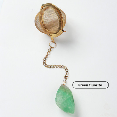 1PC Естествен кристал, необработен камък 304 злато от неръждаема стомана, филтър за чай, розов кварц, декорация, занаяти, лечебни рейки, подаръци, занаяти