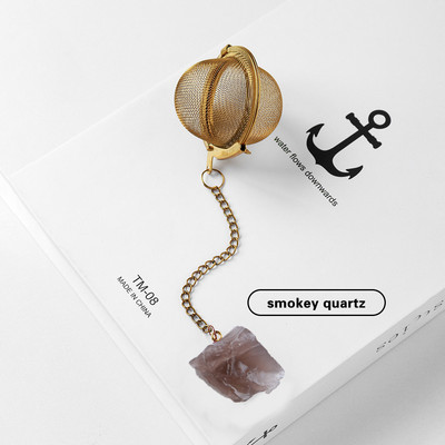 1PC Естествен кристал, необработен камък 304 злато от неръждаема стомана, филтър за чай, розов кварц, декорация, занаяти, лечебни рейки, подаръци, занаяти