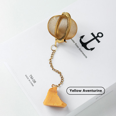 1PC Естествен кристал, необработен камък 304 злато от неръждаема стомана, филтър за чай, розов кварц, декорация, занаяти, лечебни рейки, подаръци, занаяти