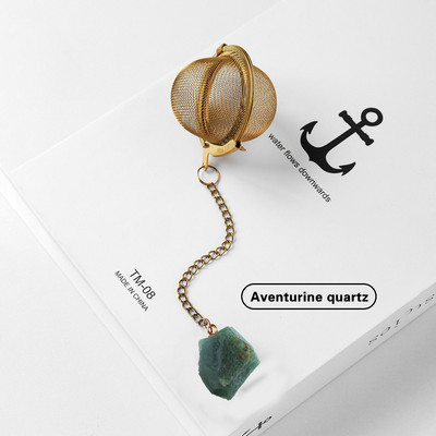 1PC Естествен кристал, необработен камък 304 злато от неръждаема стомана, филтър за чай, розов кварц, декорация, занаяти, лечебни рейки, подаръци, занаяти