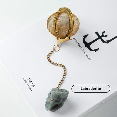 1PC Естествен кристал, необработен камък 304 злато от неръждаема стомана, филтър за чай, розов кварц, декорация, занаяти, лечебни рейки, подаръци, занаяти