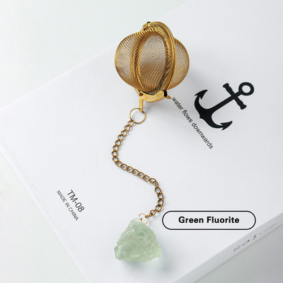 1PC Естествен кристал, необработен камък 304 злато от неръждаема стомана, филтър за чай, розов кварц, декорация, занаяти, лечебни рейки, подаръци, занаяти