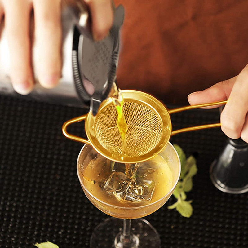 Ултра фина мрежеста цедка за коктейли с дълга дръжка Кухненски бар Мрежеста филтърна лъжица от неръждаема стомана За кафе Мляко Кисело мляко Масло Храна